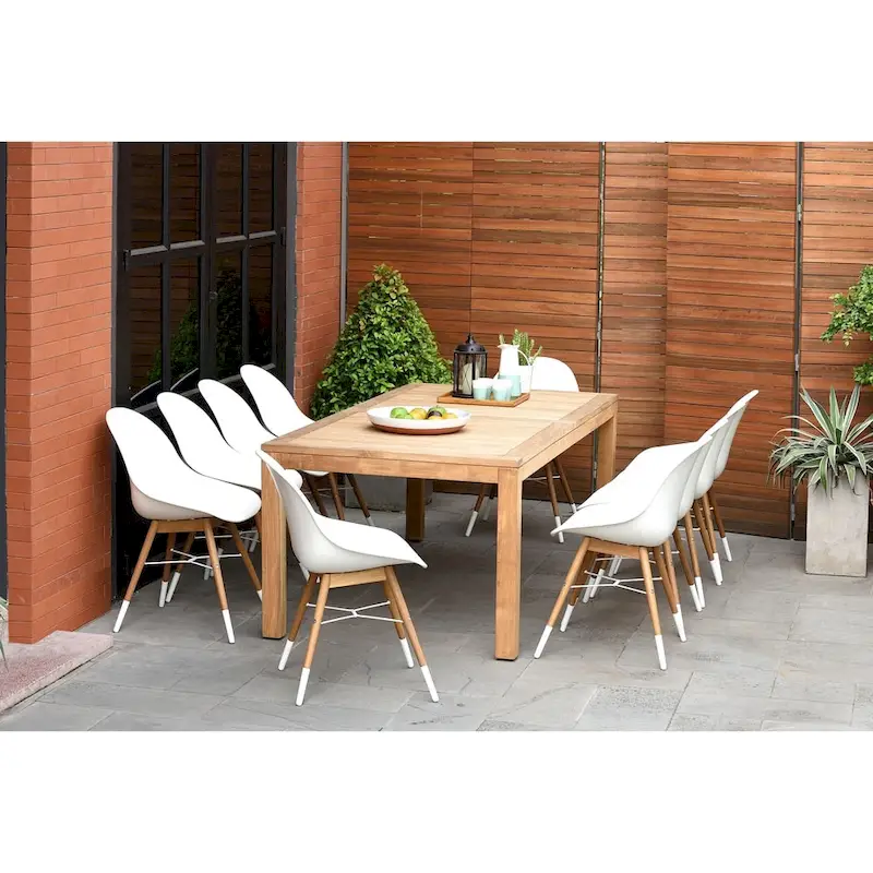 Amazonia Teak Bonita White 11-piece Rectangular Patio Dining Set