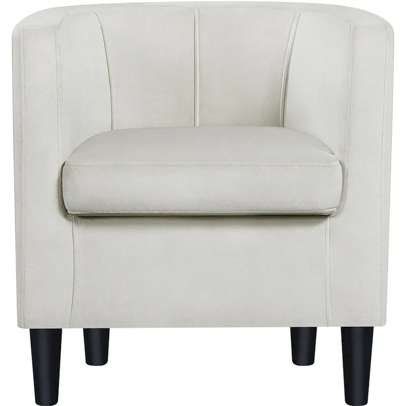 Yaheetech Modern Barrel-shaped Chair Upholstered Velvet Club Chair