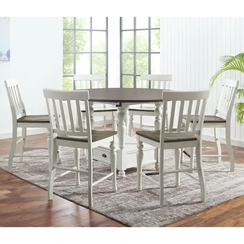 Steve Silver Jillian Two-tone Counter Height Drop Leaf 7-Piece Dining Set