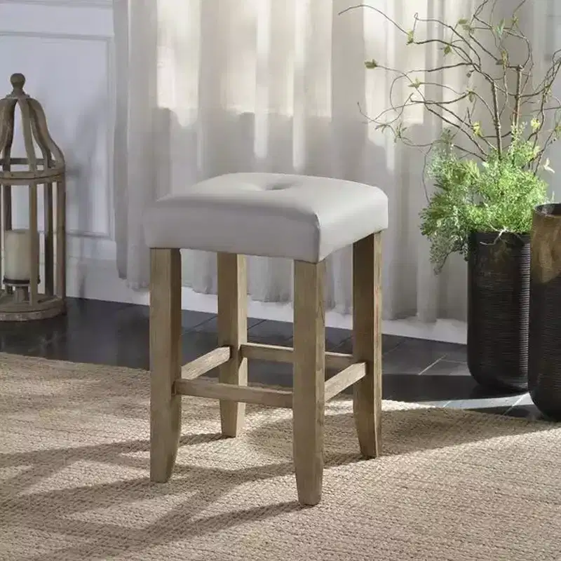 Simple Relax Set of 2 Square Counter Stools in Gray and Oak