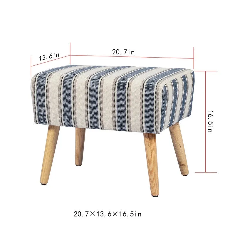 Adeco Ottoman Foot Rest Stool with Wood Legs