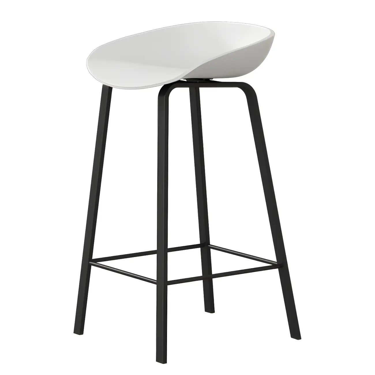 Contemporary Black Metal Sleek Design Ergonomic Bar Stool