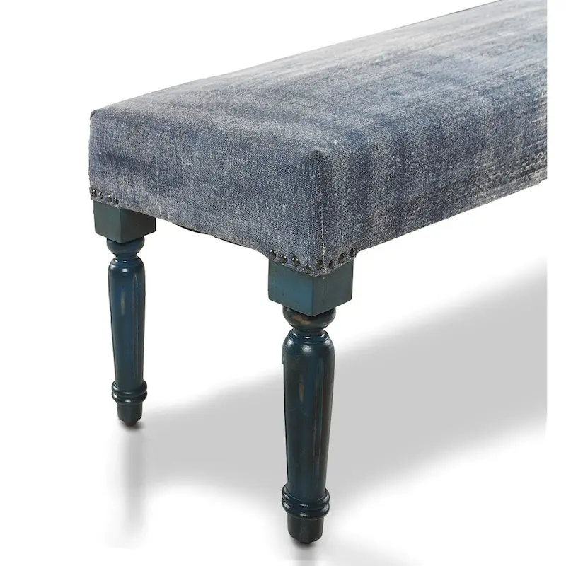 47 Antique Blue Distressed Rectangular Bench