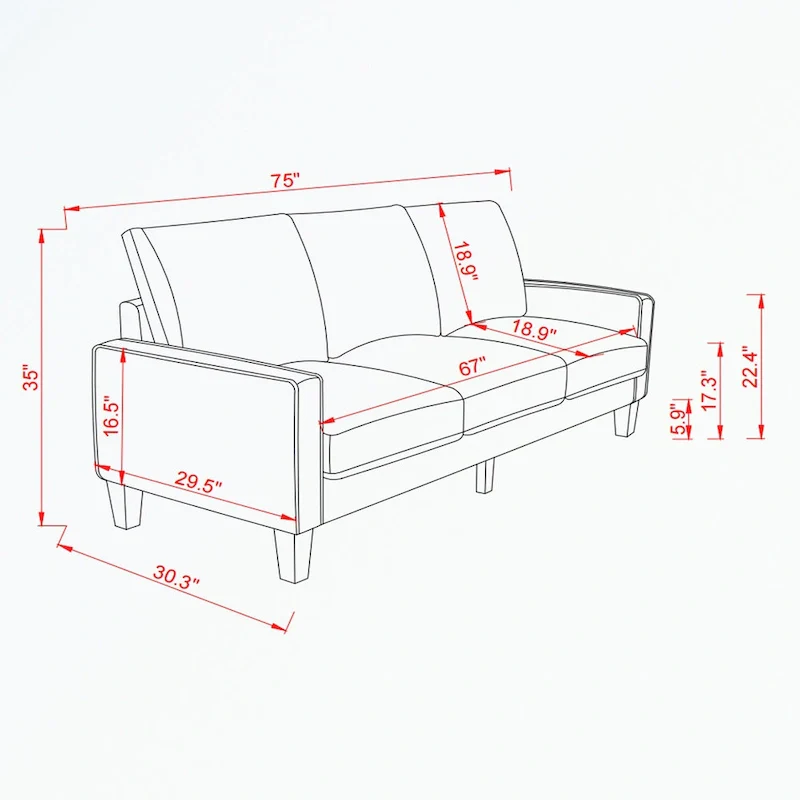 Fabric Upholstered Living Room Furniture Sofa