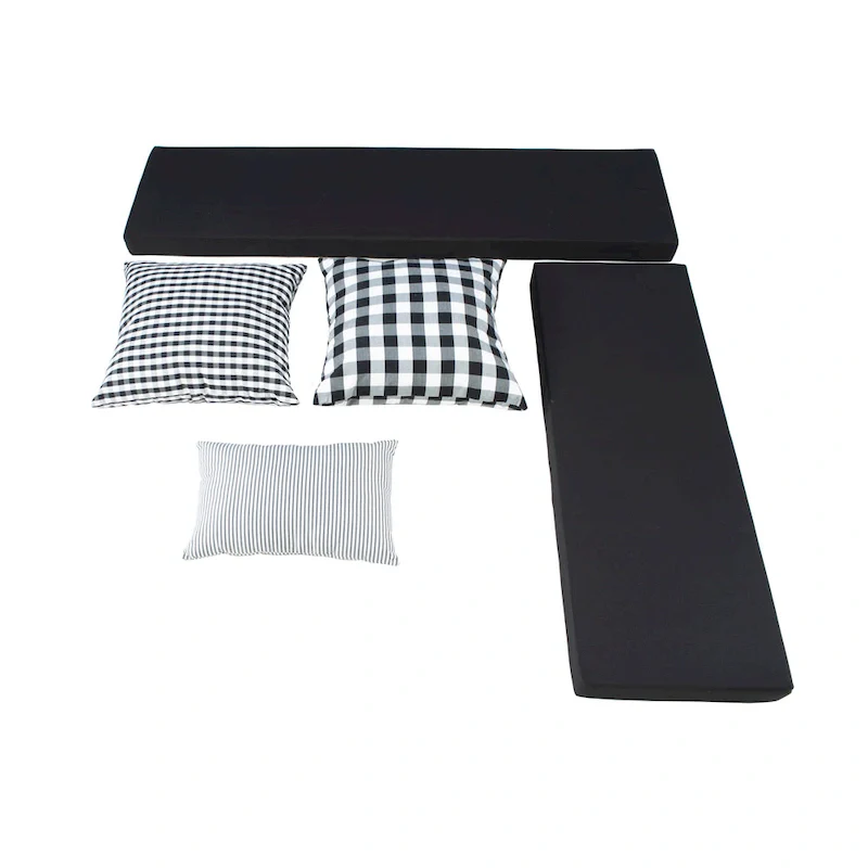 Josie Black Backless Wooden Nook with Cushion Set