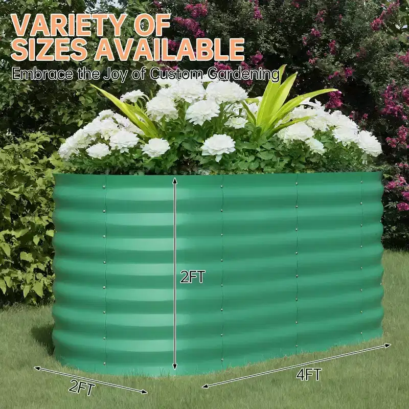 GustoWave 24 Inch Tall Galvanized Raised Garden Bed For Vegetables, Flowers, And Herbs
