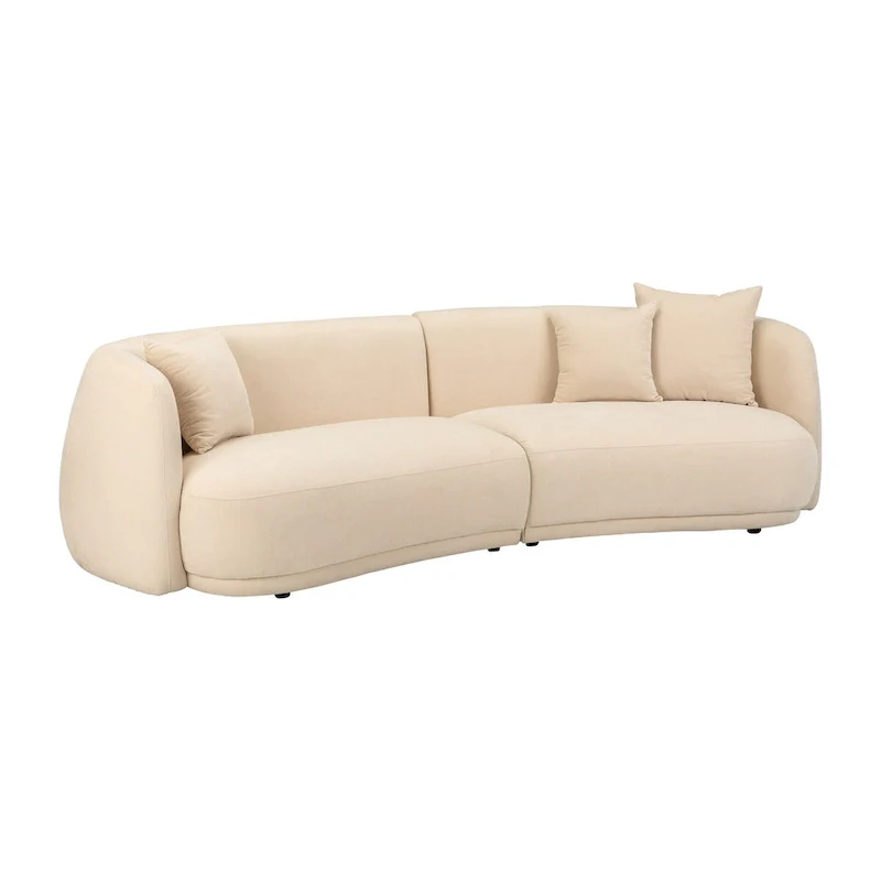 Sagebrook Home Neutral Modern 4 Seat Rectangle Curved Sofa - 117  x 49  x 31