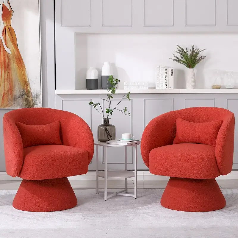 Upholstered Swivel Armchair (Set of 2)