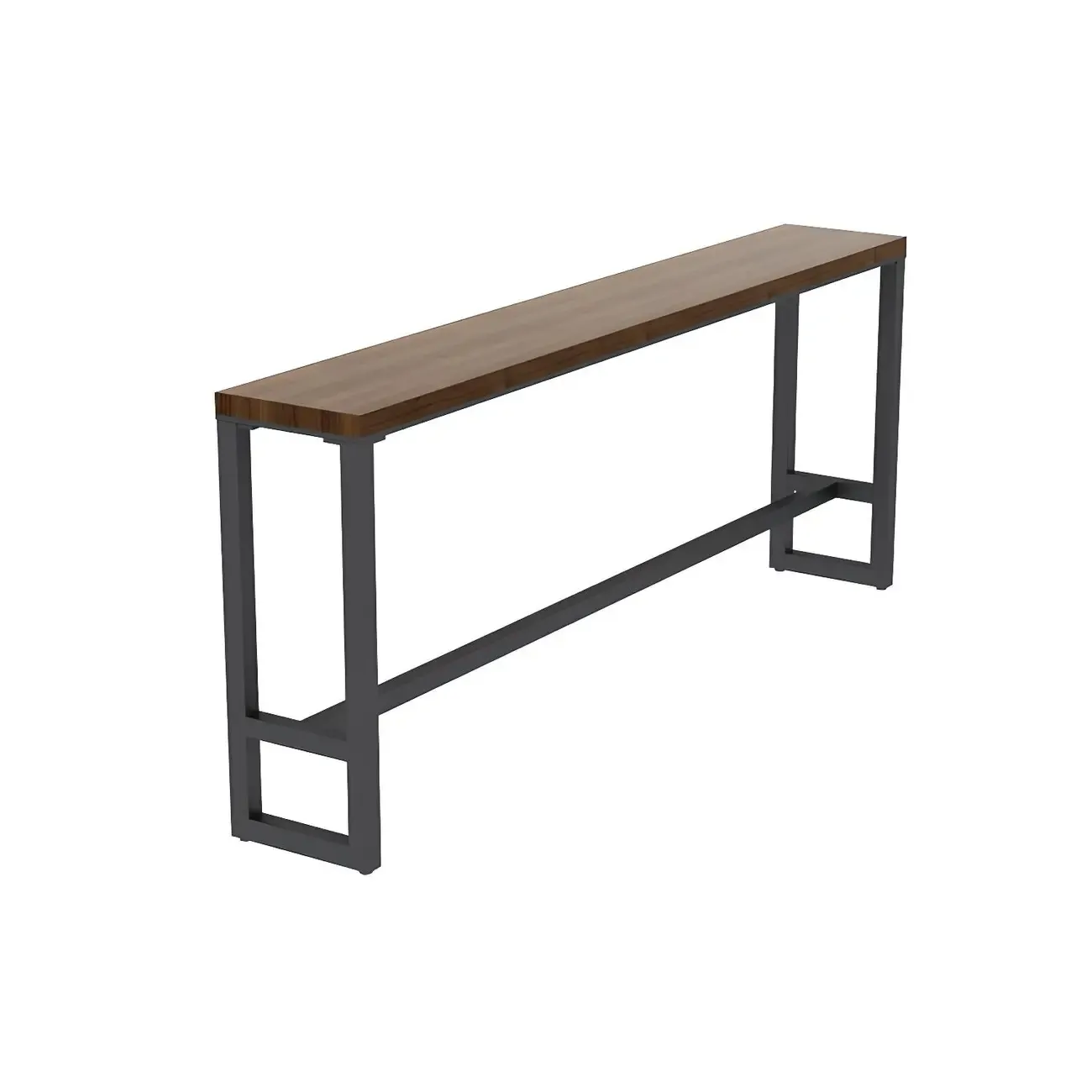 Modern Wooden Bar Height Table with Metal Base Design
