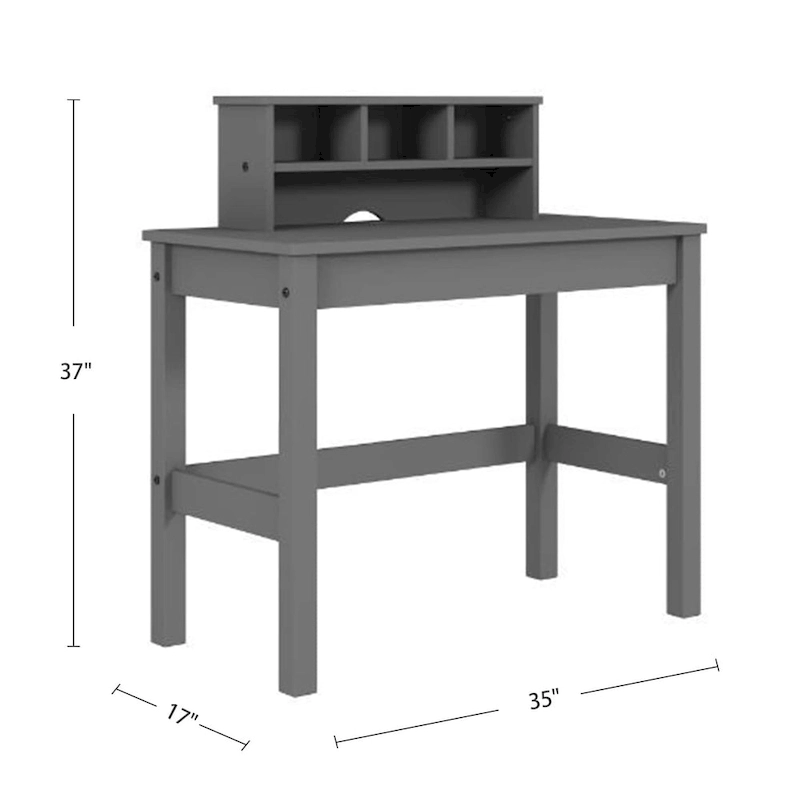 Wooden Writing Desk with Hutch in Grey