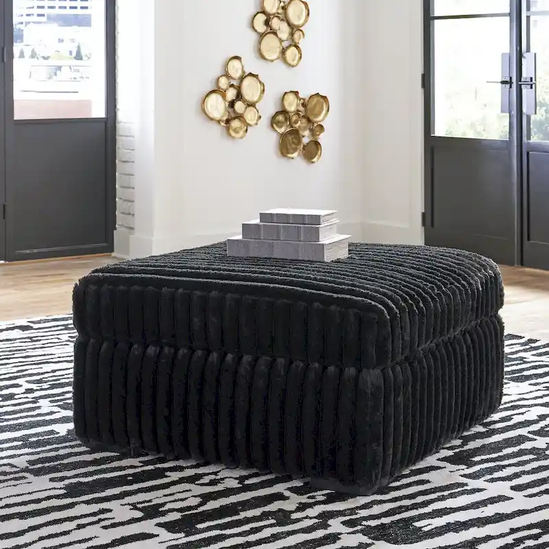 Signature Design by Ashley Midnight-Madness Black Oversized Accent Ottoman