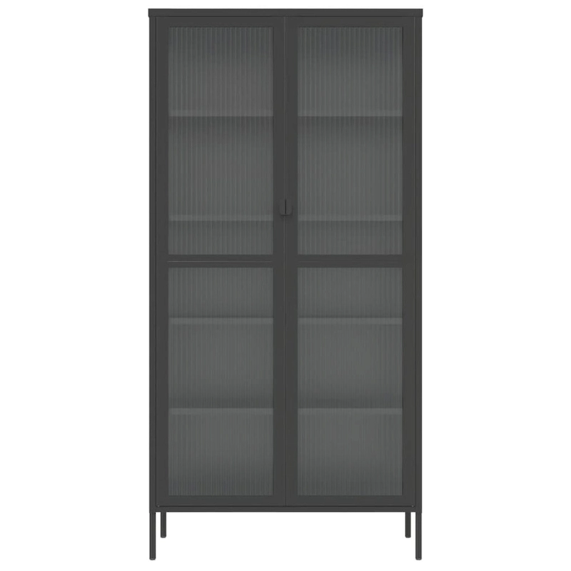 vidaXL Highboard Black 33.5 x15.7 x70.9  Glass and Steel
