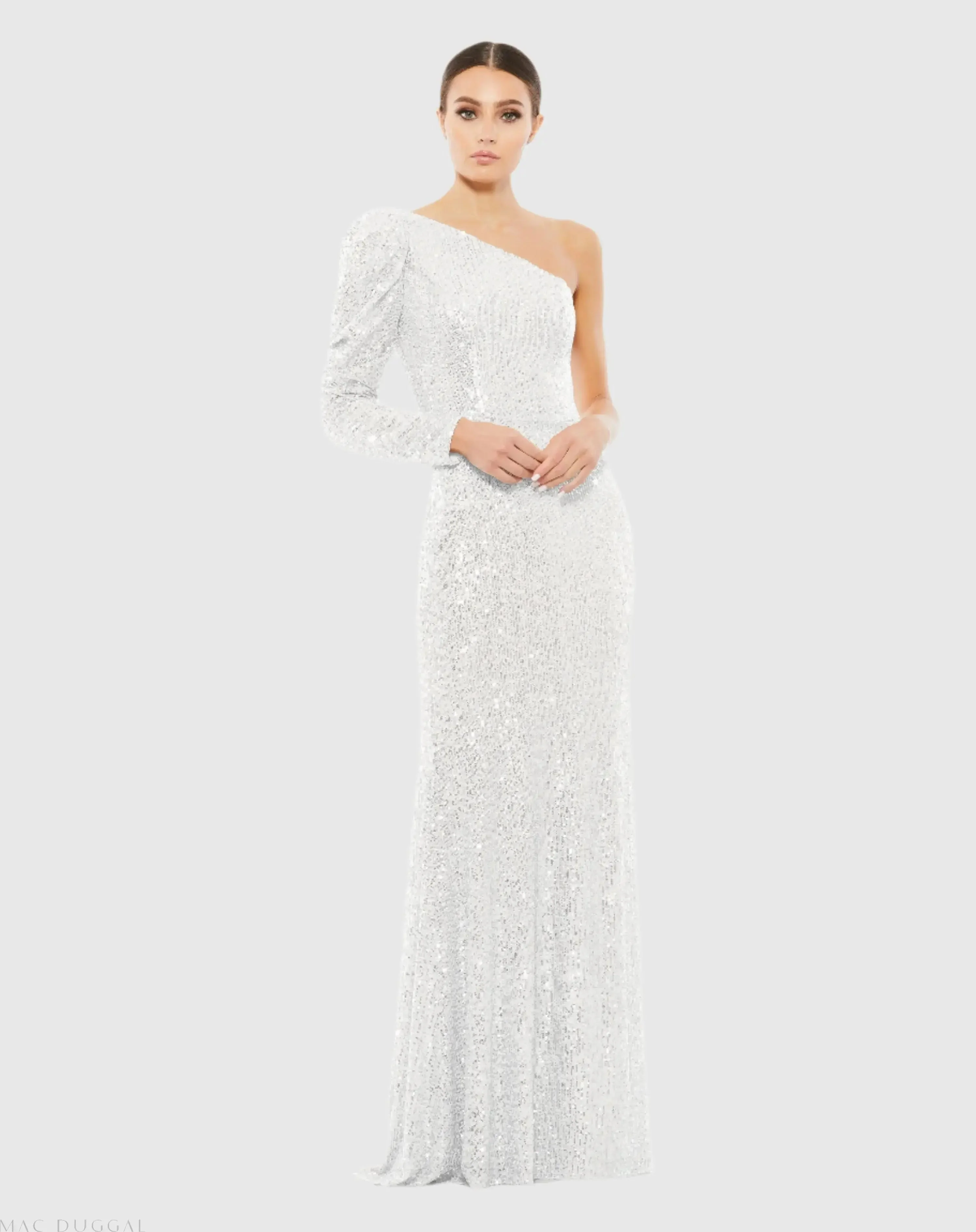 Sequined One Shoulder Trumpet Gown