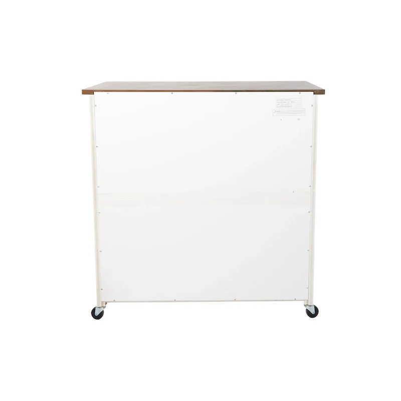 SEI Furniture Lankershim Modern Farmhouse White Wood Kitchen Cart