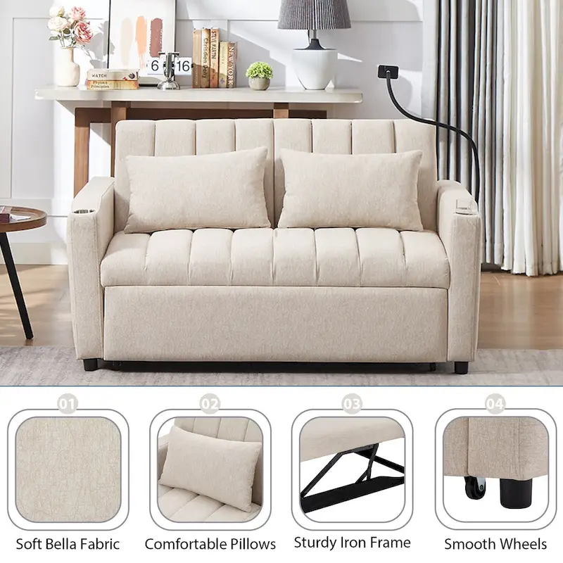 Convertible Loveseat Sofa, Pull Out Sofa Bed