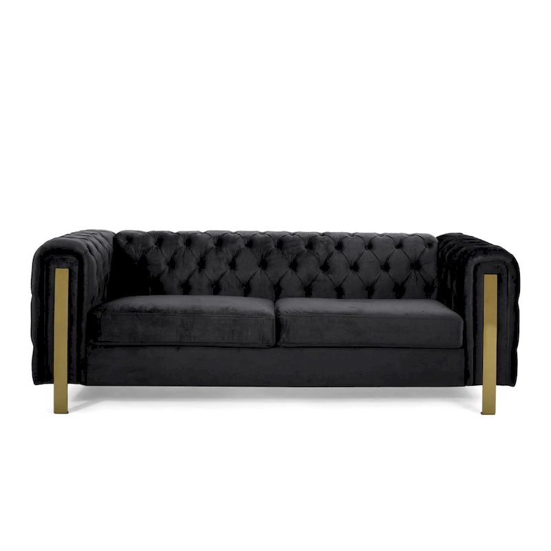 Keyser Modern Glam Tufted Velvet 3 Seater Sofa by Christopher Knight Home - 83.75 L x 34.50 W x 27.25 H