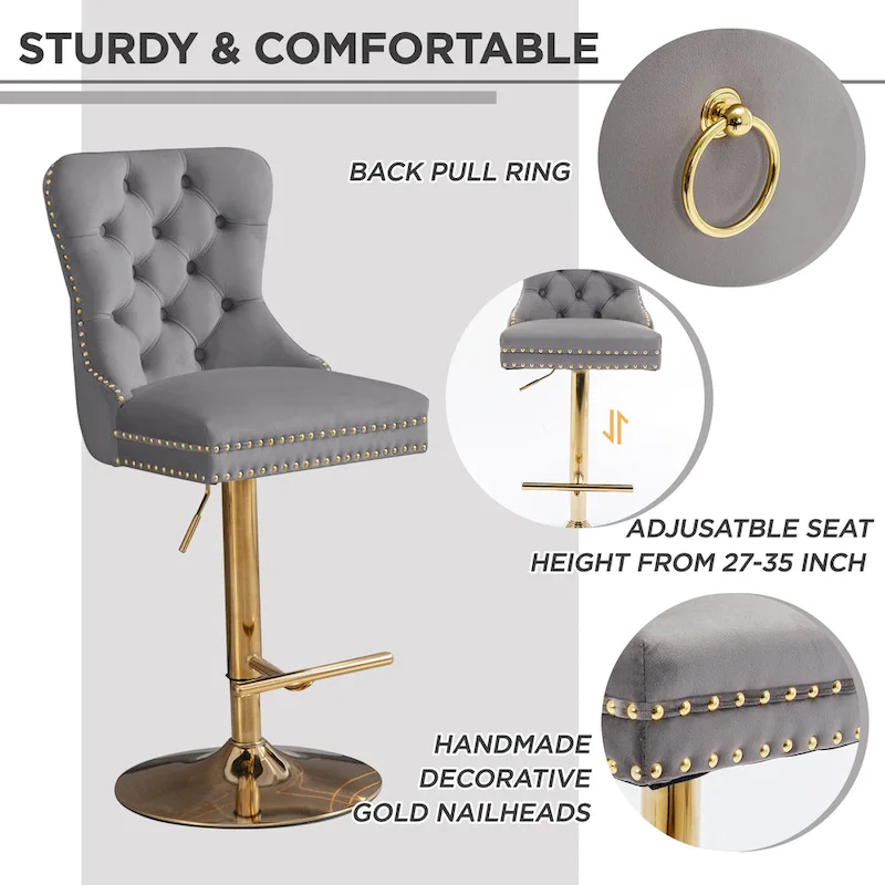 Modern Upholstered Adjusatble Thick Swivel Counter Barstools