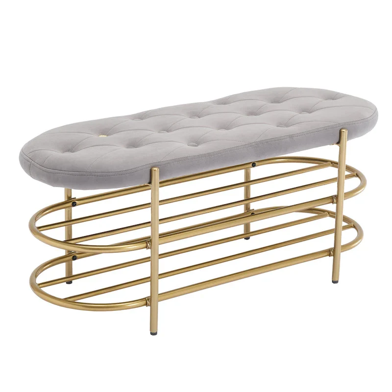 SEYNAR 40 Velvet Upholstered Living Room Bench with Double shoe rack