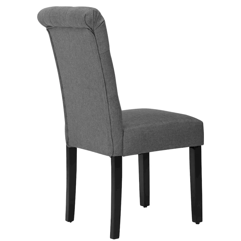 Fabric Upholstery High Back Tufted Parson Dining Chairs and Black Legs Set of 2