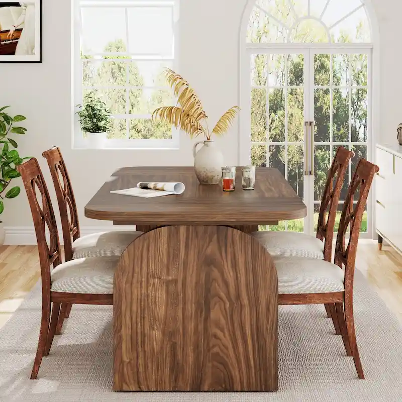 63-inches Retro Wood Dining Table for 4- 6 People