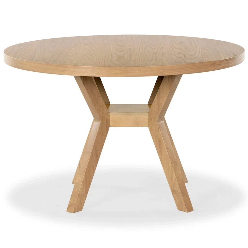 Natural Round Wood Dining Table, Seats 6