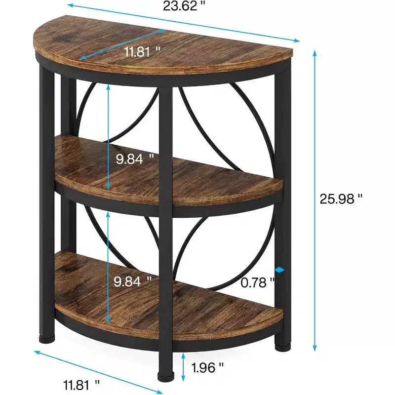 Tribesigns 3-Tier Semi Round End Table, Half Moon Accent Table