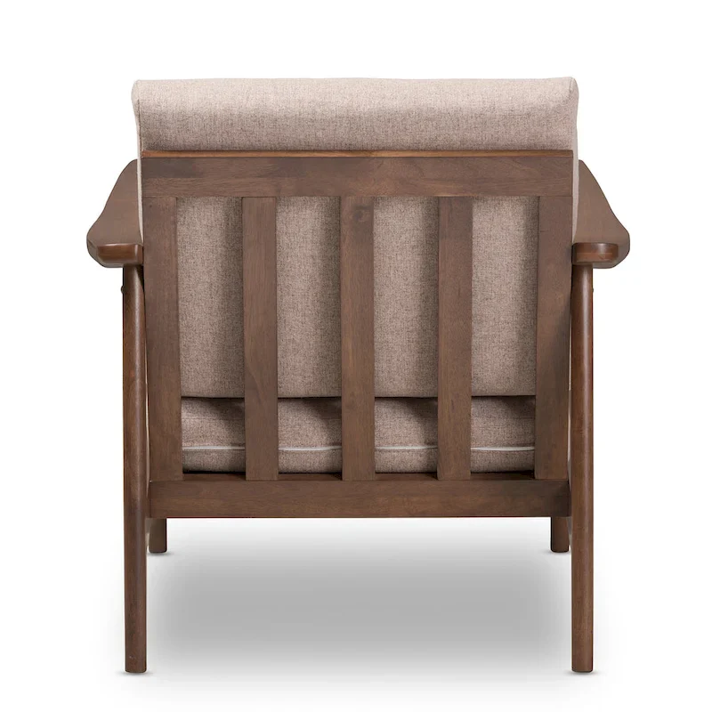 Mid-Century Lounge Chair with Solid Wood Legs and Upholstered Seat