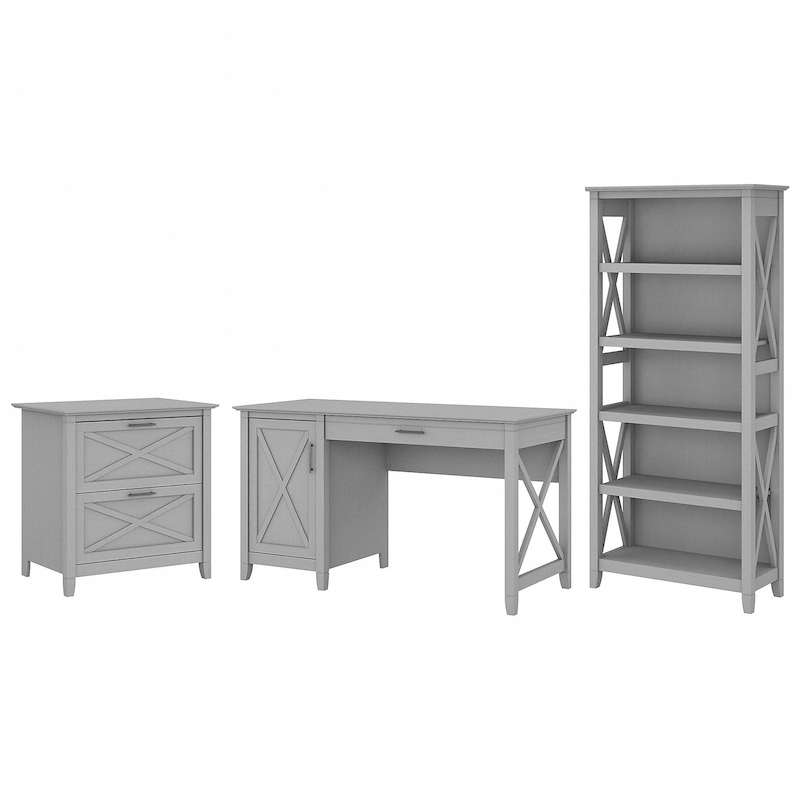 Key West 54W Computer Desk with Cabinet and Bookcase by Bush Furniture