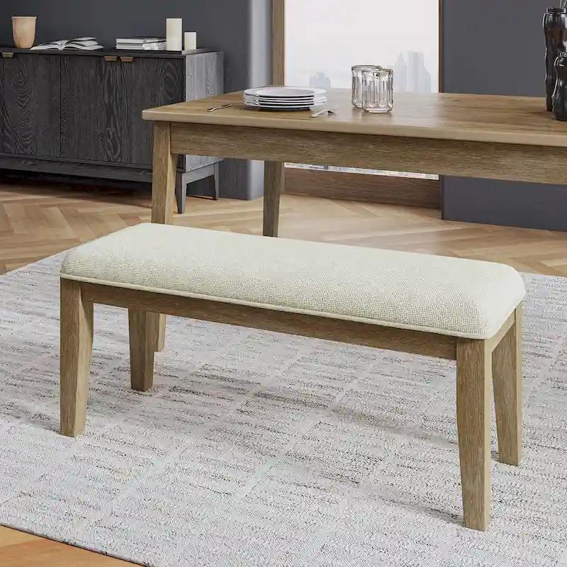 Sandra Rustic Farmhouse Design Solid Wood Dining Bench by HULALA HOME