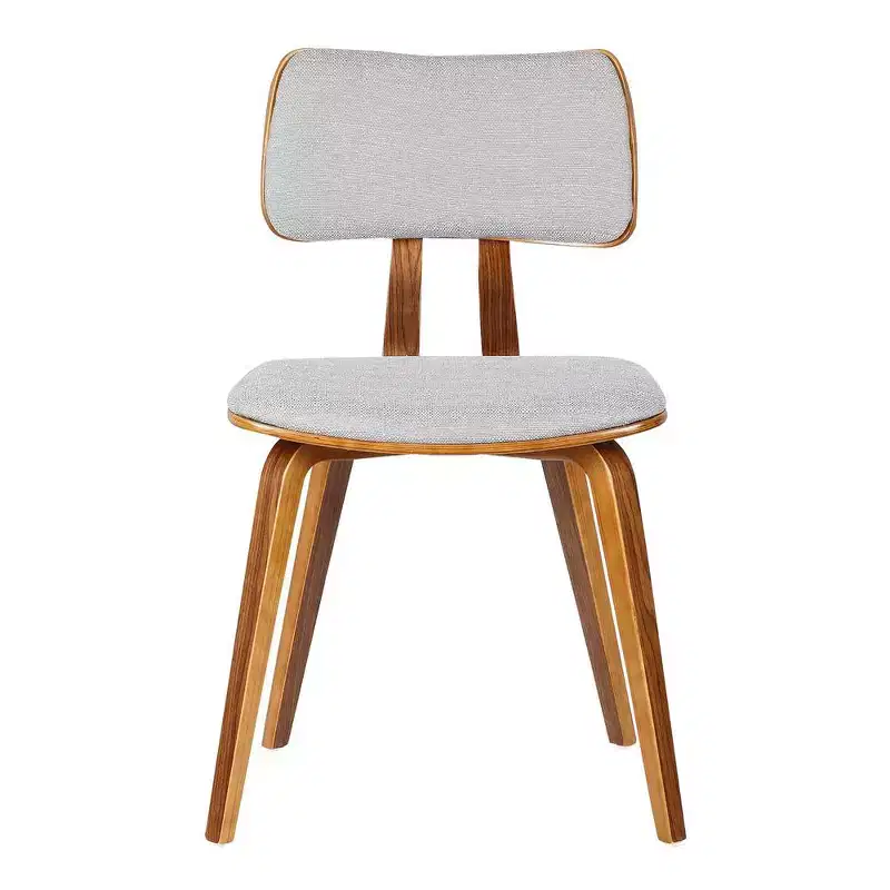 Armen Living,Jaguar Mid-Century Dining Chair in Walnut Wood and Gray Fabric