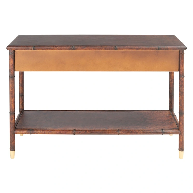 SAFAVIEH Franc Dark Brown/ Gold 2-Drawer 1-Shelf Console Table - 42 W x 15.8 L x 29 H - 42Wx16Dx29H