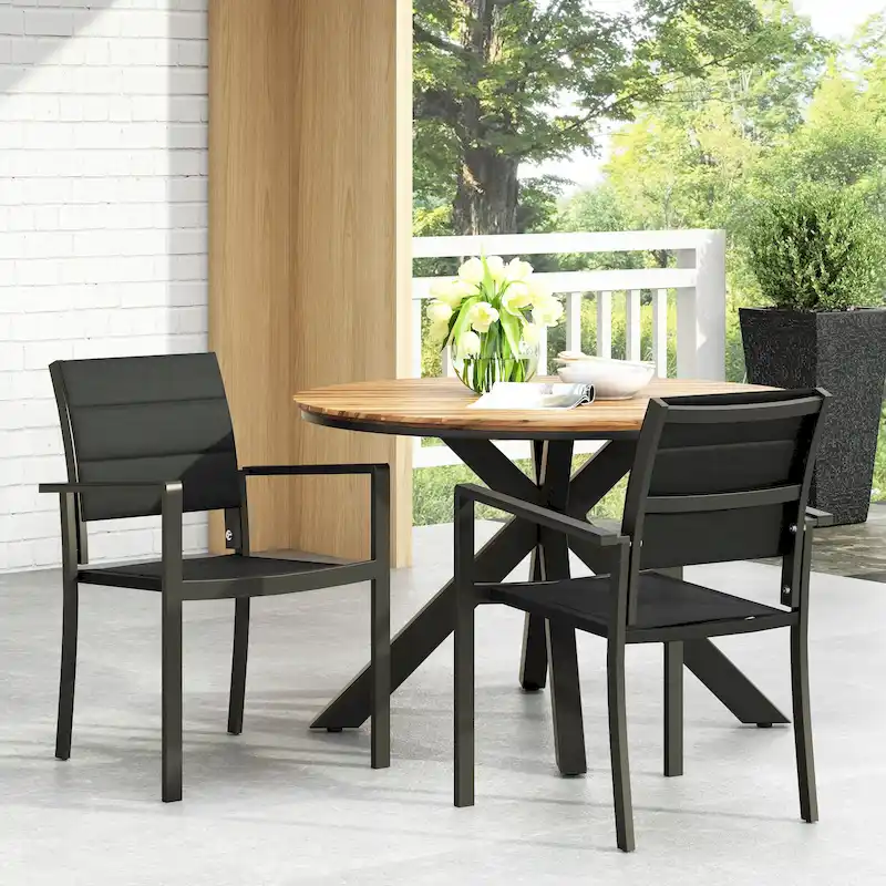 Wilbur Outdoor Mesh and Aluminum Dining Chairs by Christopher Knight Home