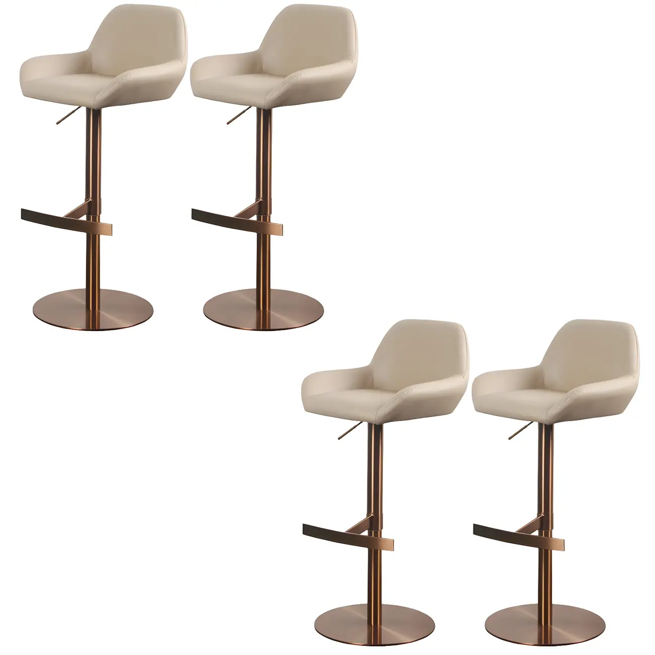 Glossy Metal Bucket Swivel Adjustable Bar Stools