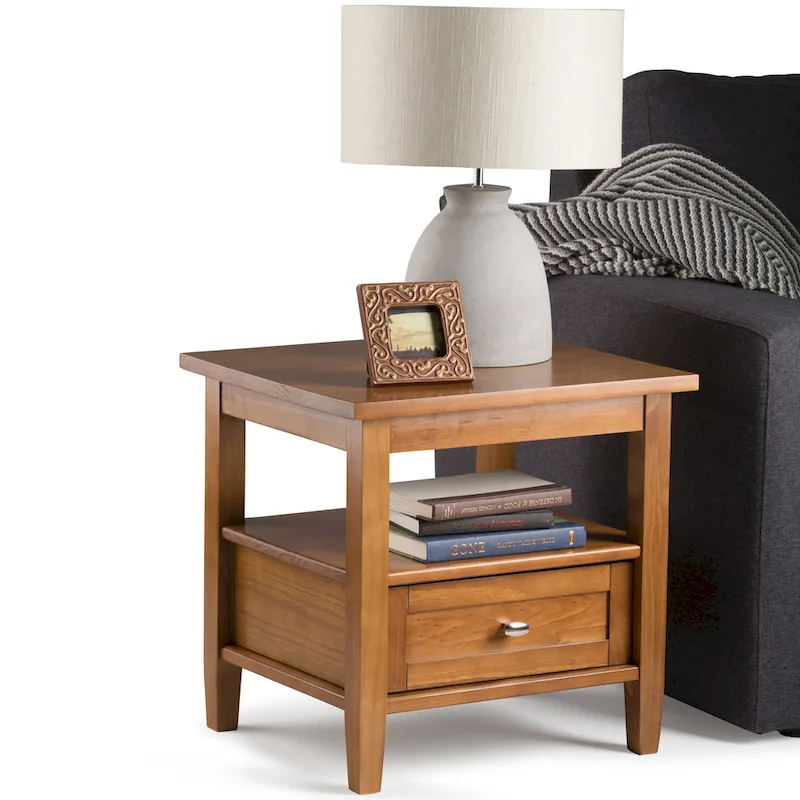 Norfolk SOLID WOOD 20 inch Wide Rectangle Transitional End Side Table