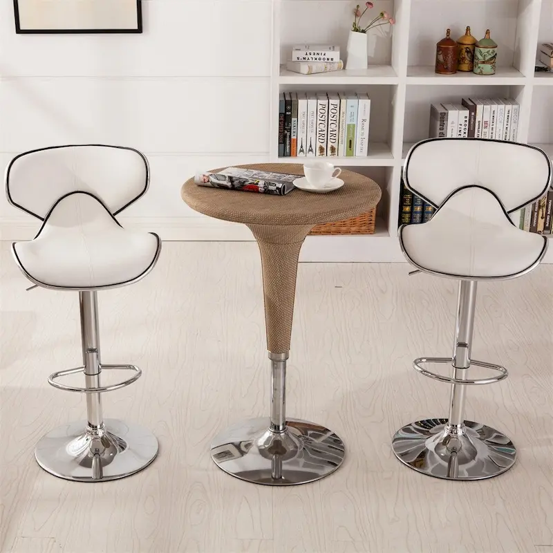 Upholstery Airlift Adjustable Swivel Barstool w/Chrome Base,Set of 2