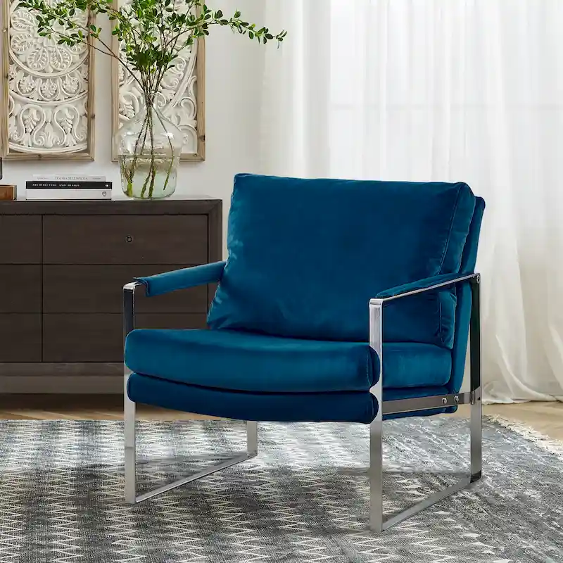 Art Leon Modern PU Leather Upholstered Arm Chair with Steel Frame