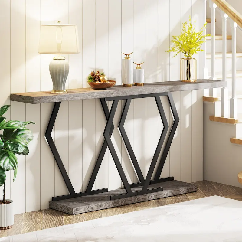 White Faux Marble Console Table 70.9