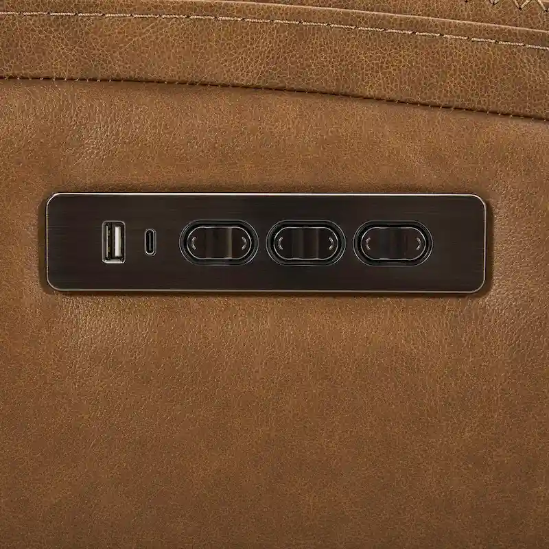 Cooper Leather Dual Power Reclining Sofa - Camel
