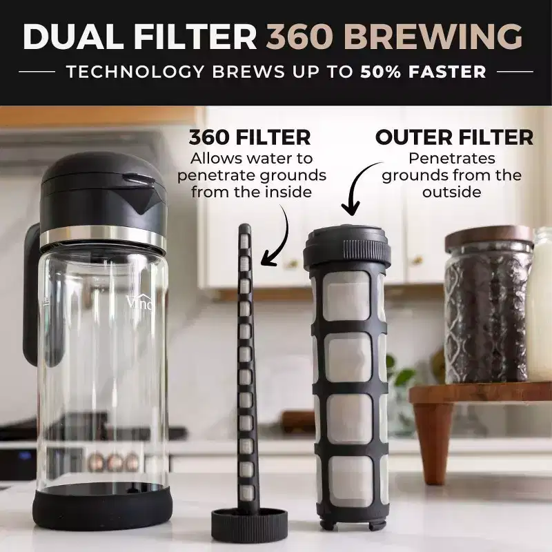 Vinci Housewares Cold Brew 360 Coffee Maker Black