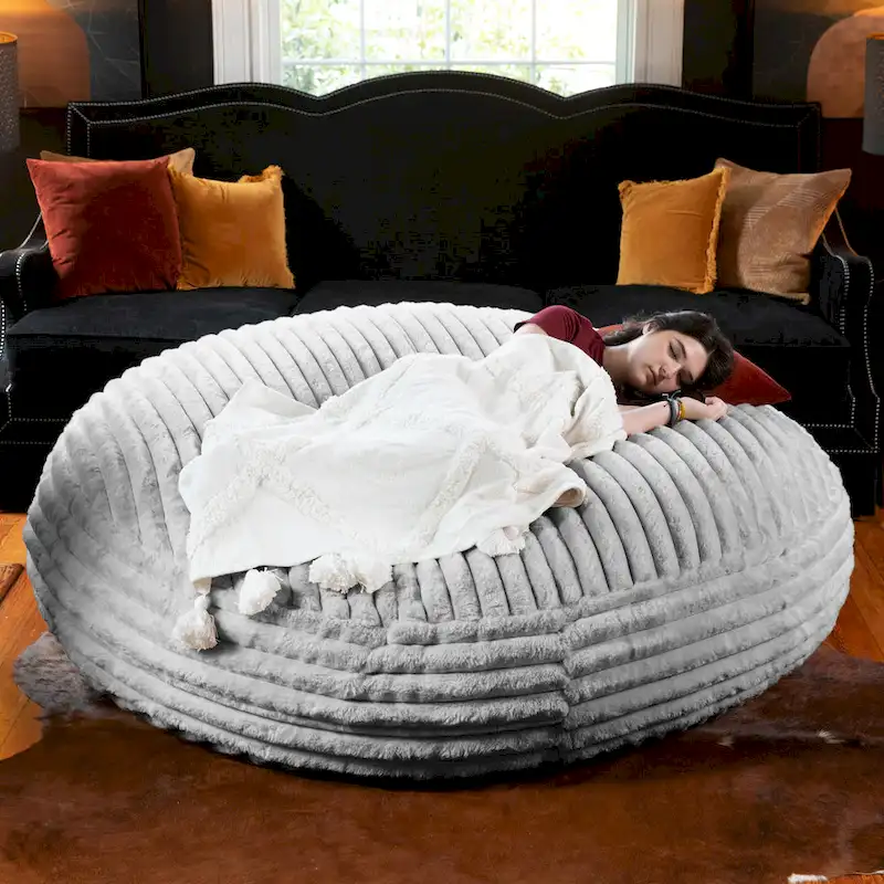 6 Foot Large Bean Bag Chair, Faux Fur