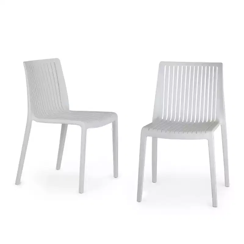WRGHOME Ravenna Modern Outdoor/Indoor Plastic Resin Stacking Patio Dining Chairs (Set of 2)