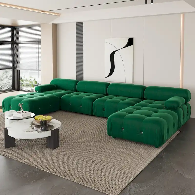 U-shaped Velvet Upholstery Sectional Modern Modular Couch