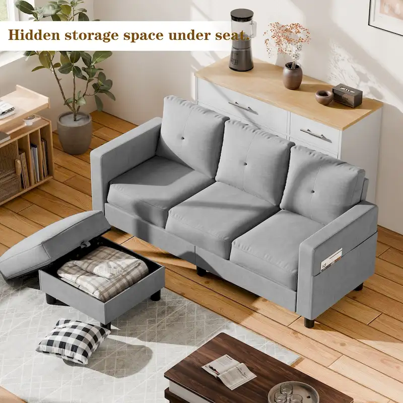 Futzca Modern L-shaped Convertible Sectional Sofa w/ Reversible Chaise