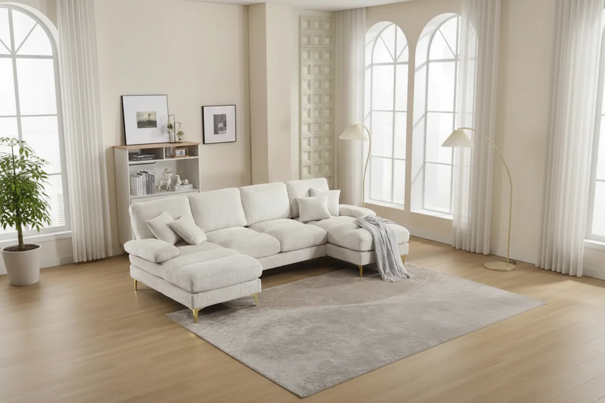 Modular U-Shaped Sectional Sofa with Double Chaise