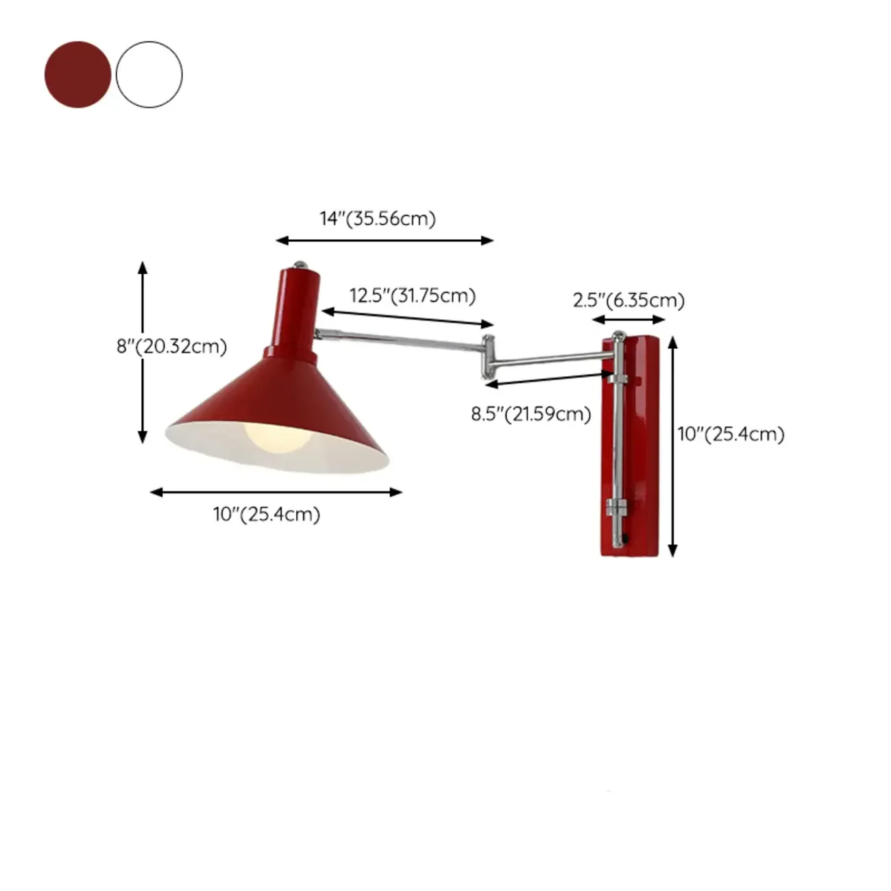 Metal Swing Arm Wall Light with Iron Shade