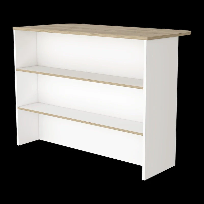 FM Furniture Crete Kitchen Island, Kitchen Bar with 3-Tier Shelves