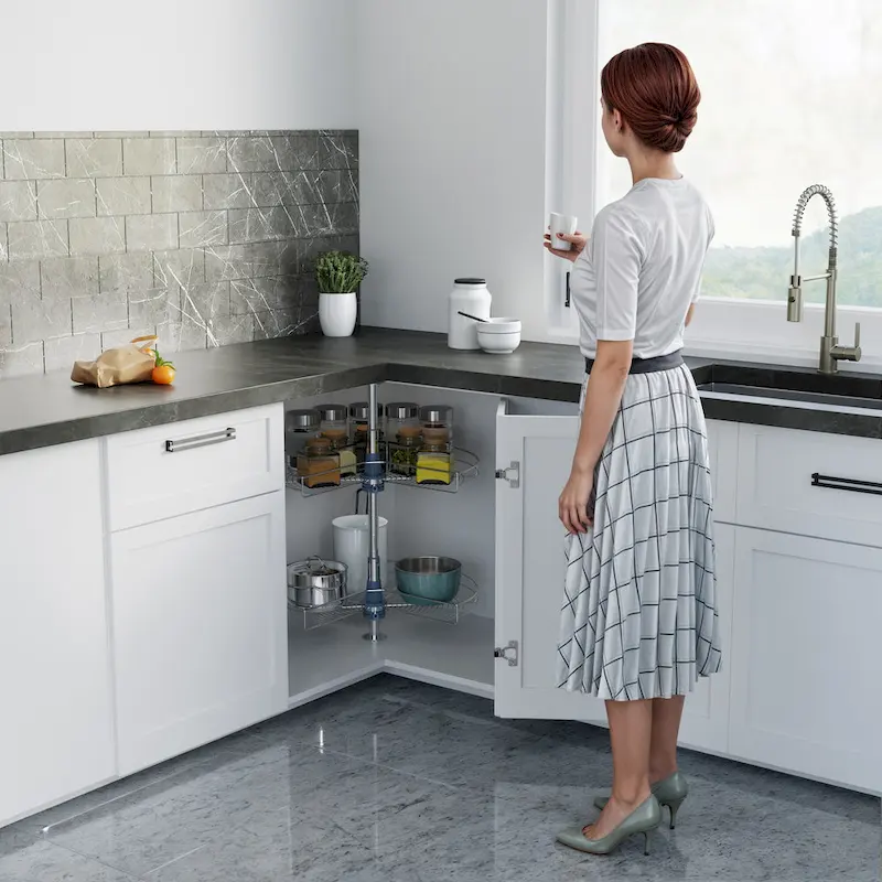 Dowell Lazy Susan 28 Diameter - 270 Degree Double Rack Stainless Steel