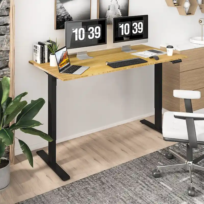Bamboo Electric Height Adjustable Standing Desk - Single User