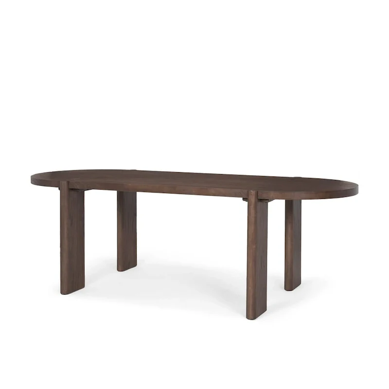 Dark Elm Wood Oval Dining Table - 91.0L x 38.0W x 30.0H