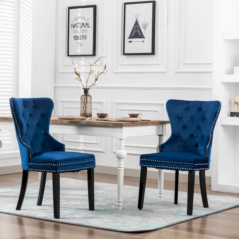 Grandview Tufted Upholstered Dining Chair (Set of 2) with Nailhead Trim and Ring Pull